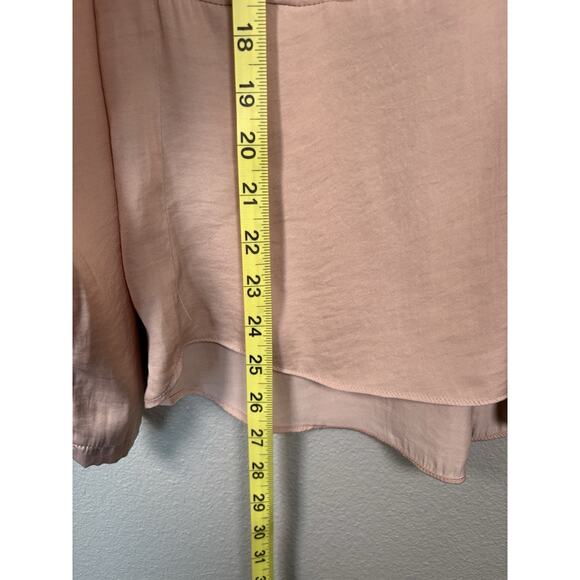 Naked Zebra Women’s Large Blouse Nude Blush Deep V Neck Twist Front Flowy - Picture 9 of 10